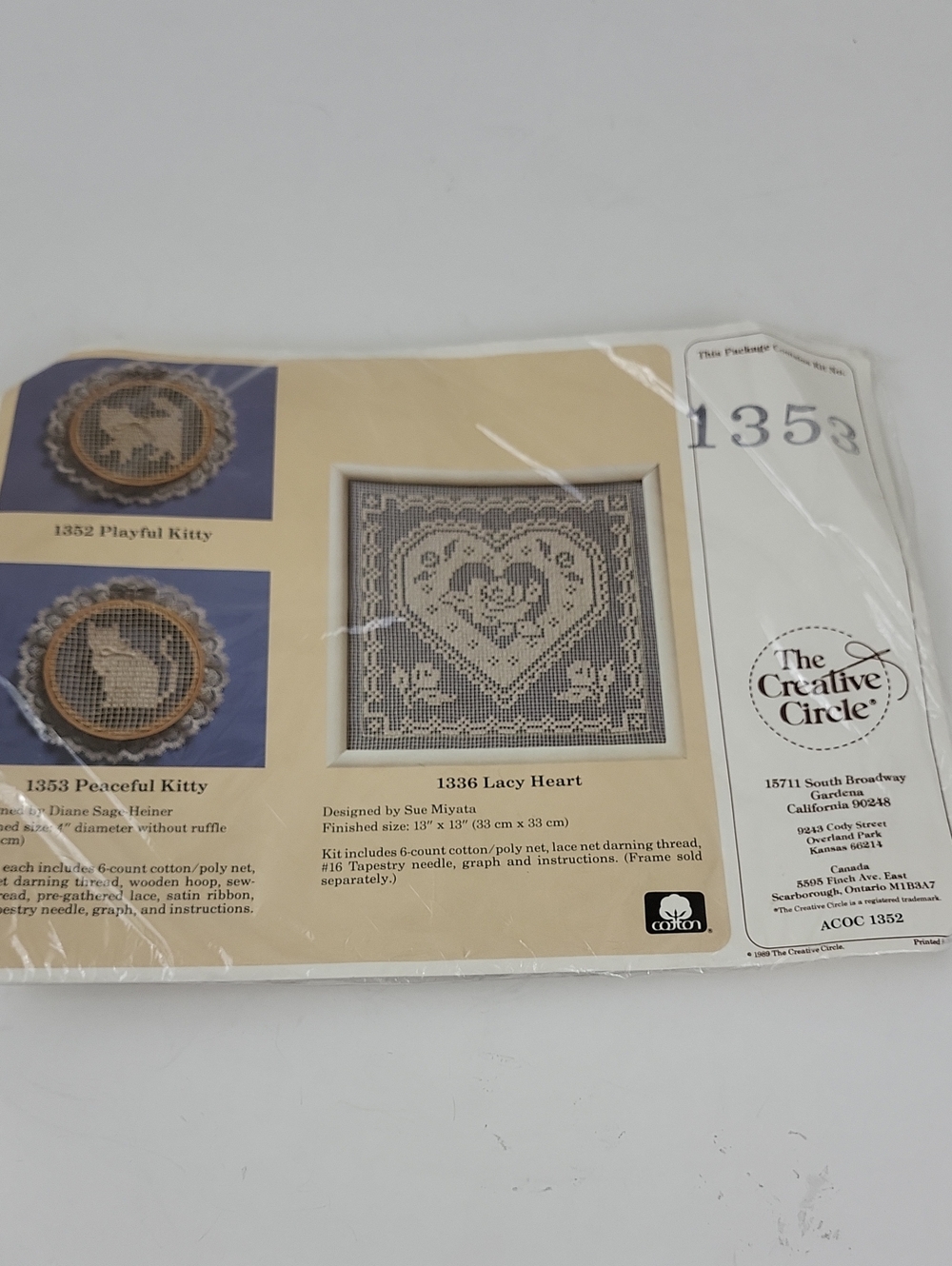 New Vtg The Creative Circle #1353 Peaceful Kitty